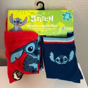 Disney Stitch Shortie Crew Socks - Red and Blue